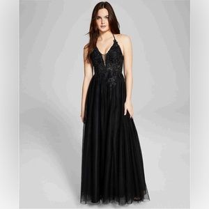 Junior Halter Black Ball Gown by Blonde nites by Stacy Sklar